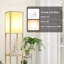 LED Shelf Floor Lamp, Wooden Reading Standing Light with Storage, Living Room Office-124568617