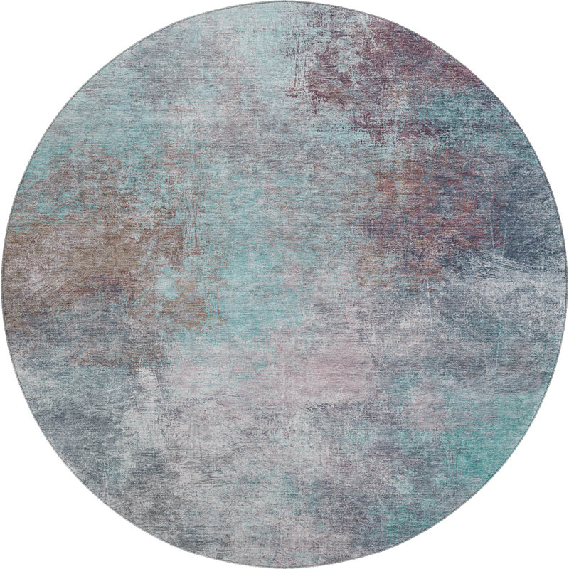 Premium Machine Washable Ariel Abstract Rug, Round 8'