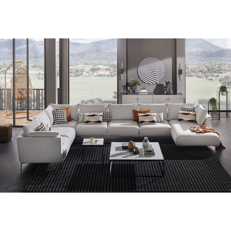 Composant de canapé modulaire large de 34,25 po Dionte, Polyester blanc