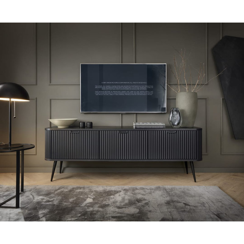 Sophisticated Midnight Delfausse TV Cabinet 168cm - Elegant Entertainment Hub, Black