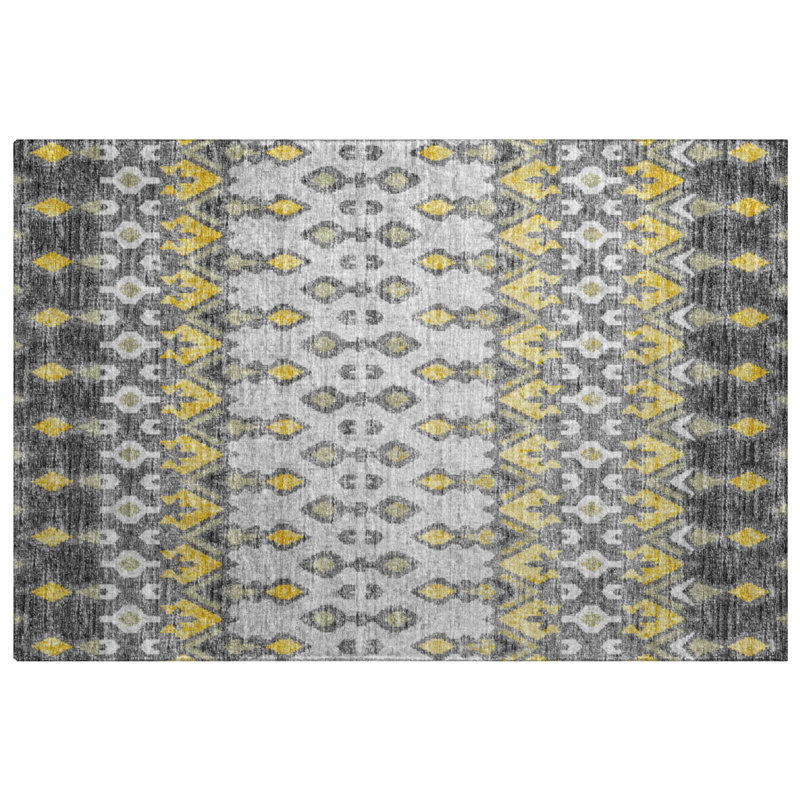 Premium Machine Washable Dream Shag ADS72 Tribal Rug, Gray, 9' x 12'