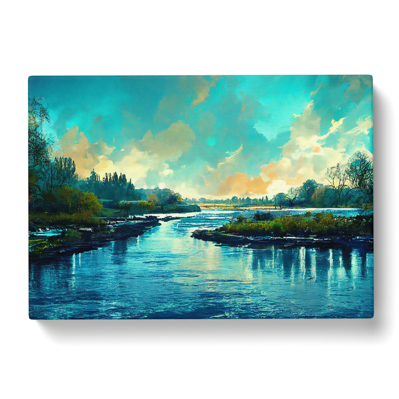 River Modern Art - Wrapped Canvas Print, 35cm H x 50cm W x 3cm D