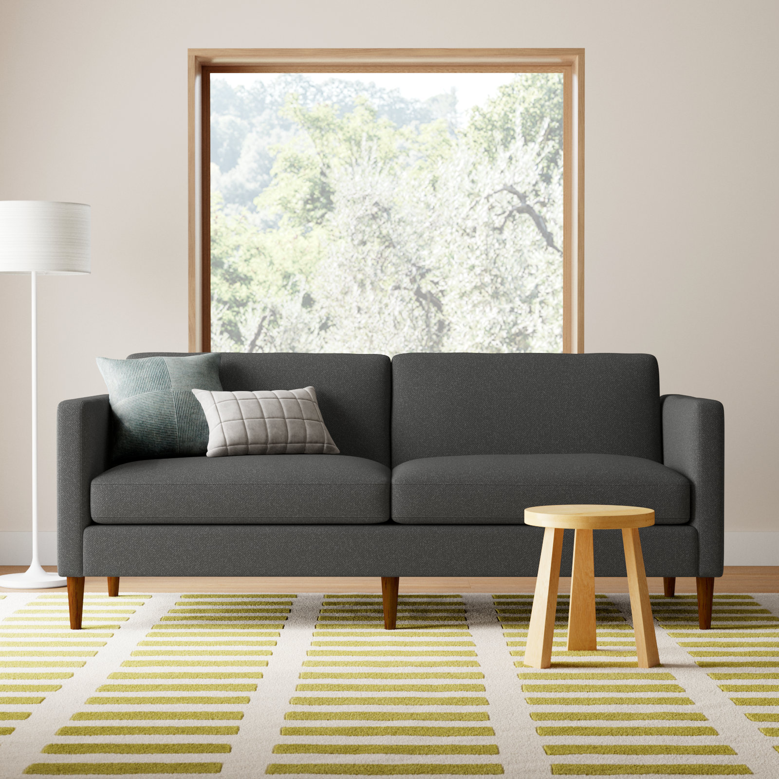 Clifford 87'' Sofa, Davis Smoke Bouclé