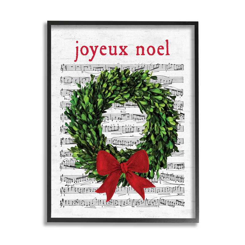 «Joyeux Noel Vintage Song» par Lettered and Lined - impression sur bois, H 14 po x l 11 po x P 1,5 po