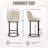 Counter Height Bar Stools Set of 2, Modern Barrel Design with Backrest, Linen Fabric Upholstered for Kitchen Island Comfort-1497760733