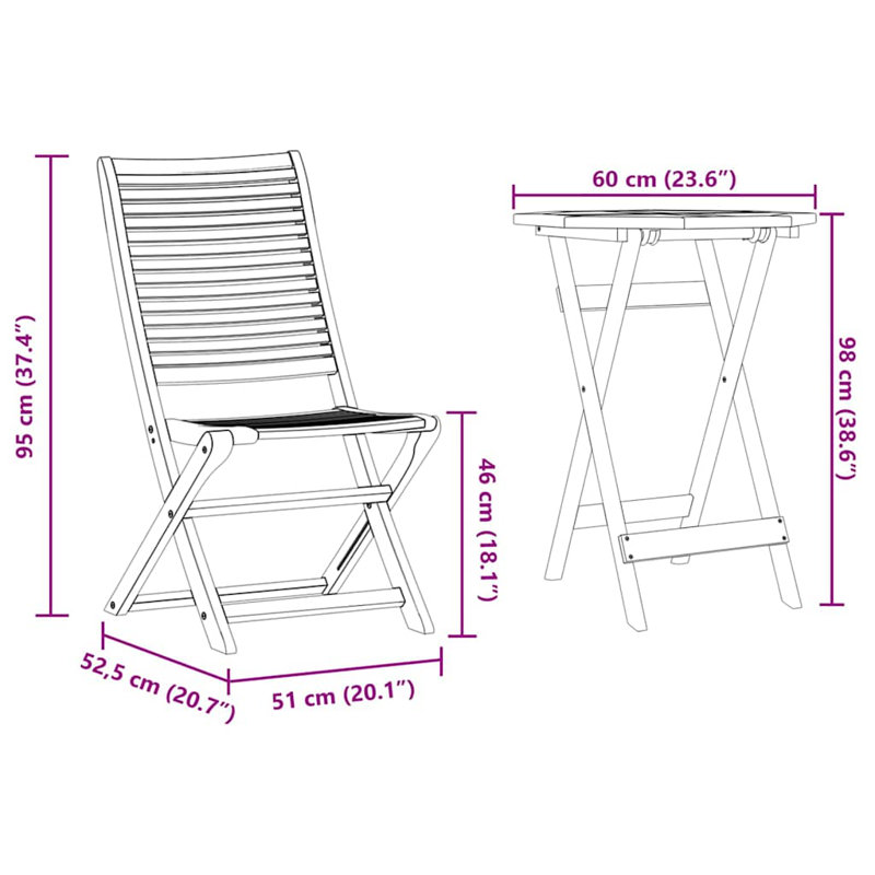 2 - Person Wood Patio Dining Set with Rectangular Table , Cushions Included