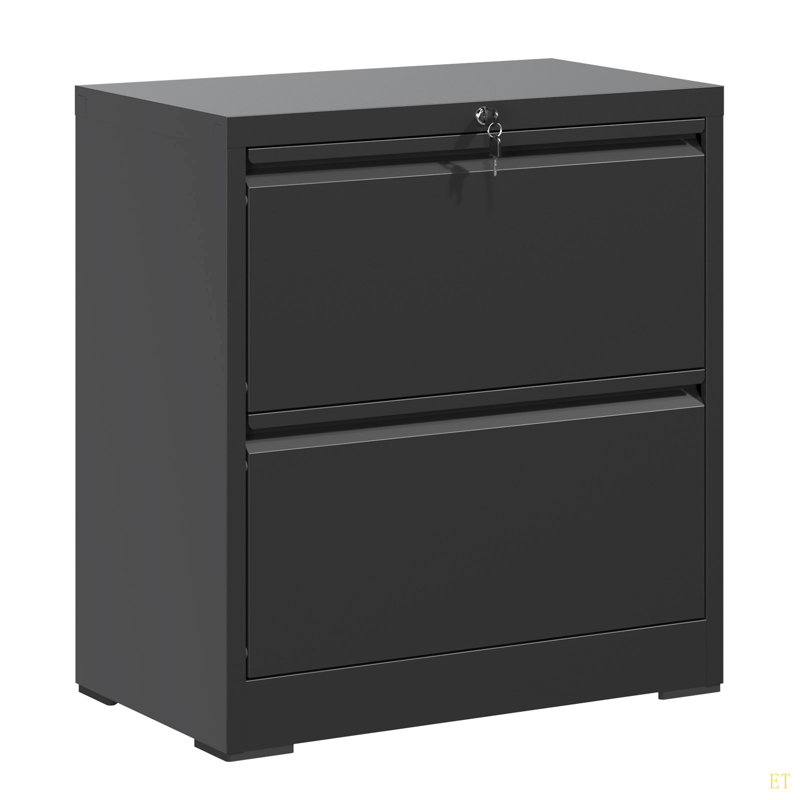 2 Drawer Lateral File Cabinet With Lock, Metal Lateral Filing Cabinet For Home Office, Steel Wide Horizontal Filing Cabinets For Letter/Legal/A4/F4 Hanging Files