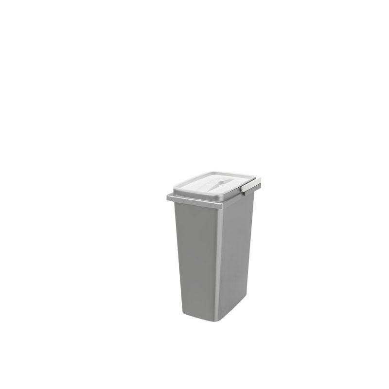 Poubelle de remplacement en polymère argenté de 8 L avec couvercle blanc pour tiroirs Rev-A-Shelf®