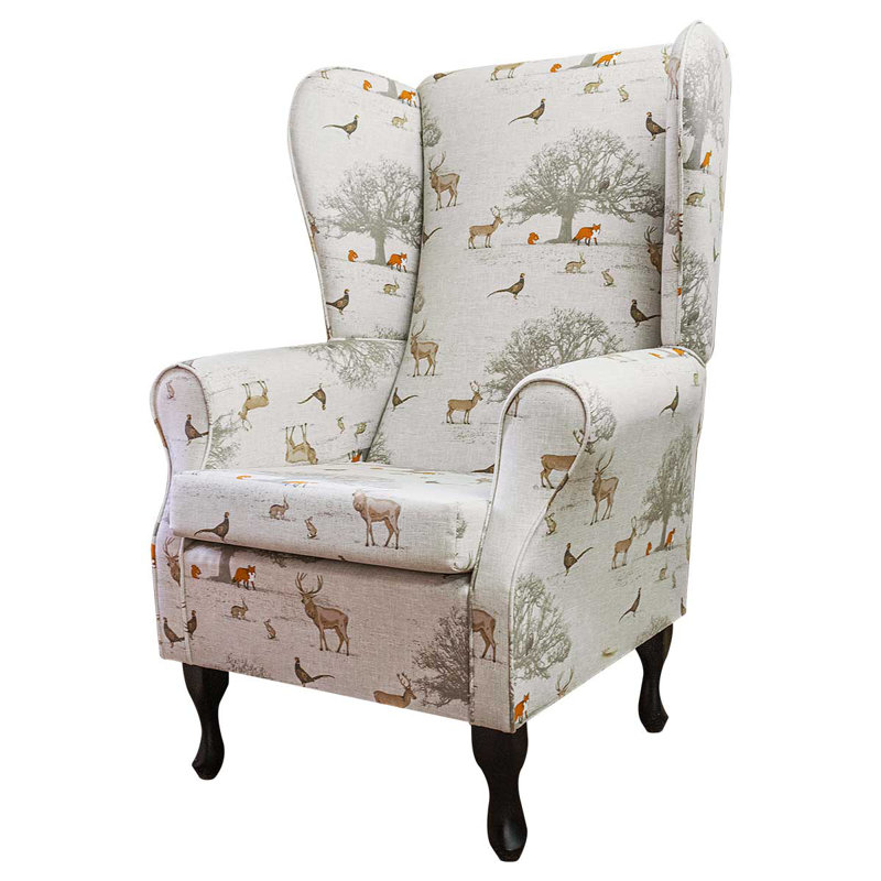 79Cm Wide Cotton Wingback Chair