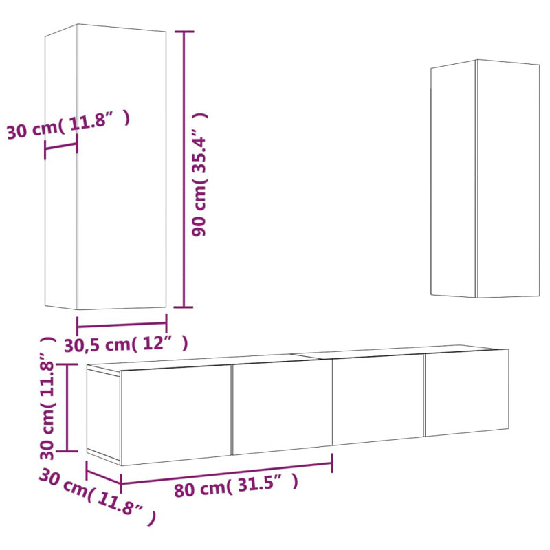 TV Stand for TVs up to 32", Grey Sonoma, 160cm