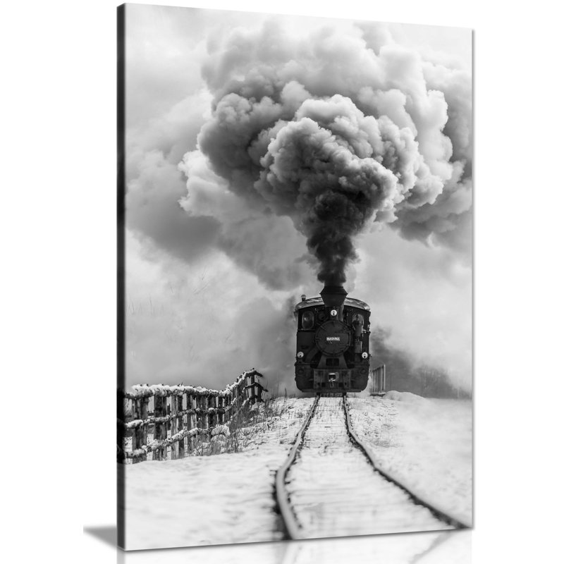 Approaching Old Train - Wrapped Canvas Print, 31cm H x 20cm W x 1.8cm D