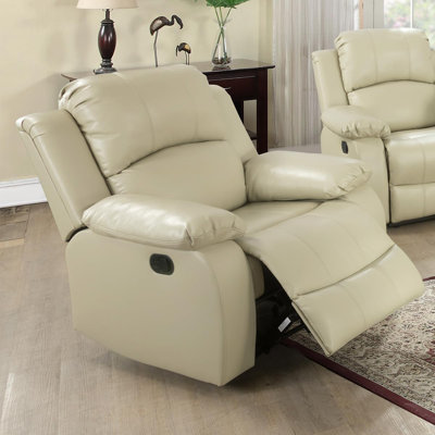 Beige Recycled Leather Recliner Chair
