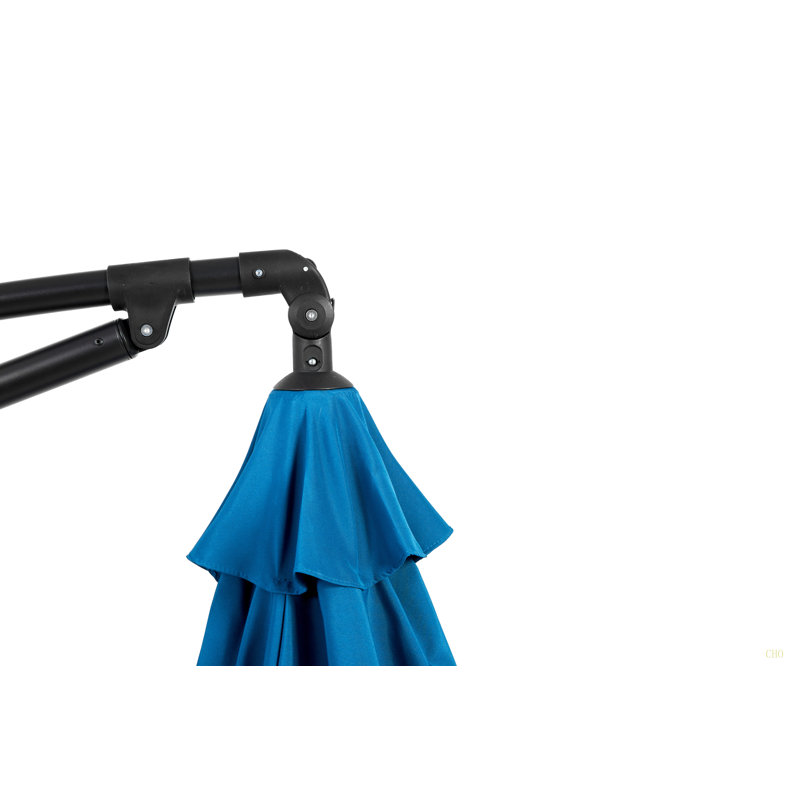 Parasol de marché suspendu de 10 pi avec ajustement facile de l'inclinaison, abat-jour en polyester, 8 nervures pour la cour arrière (sans base) Best Choice Products