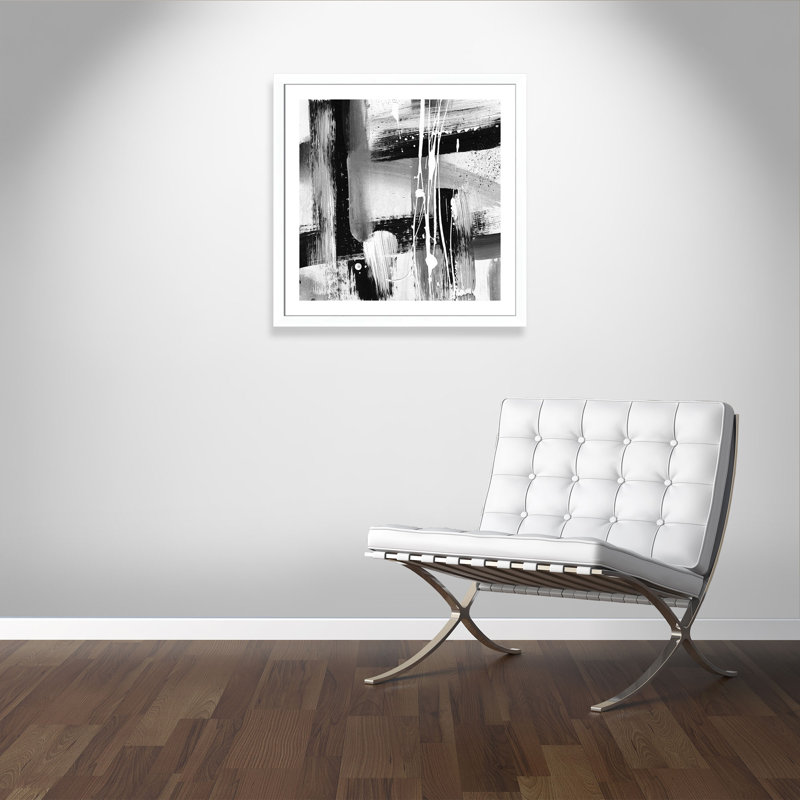 Damiah Modern Expressions I - noir et blanc - Impression sur papier encadré, Blanc mat