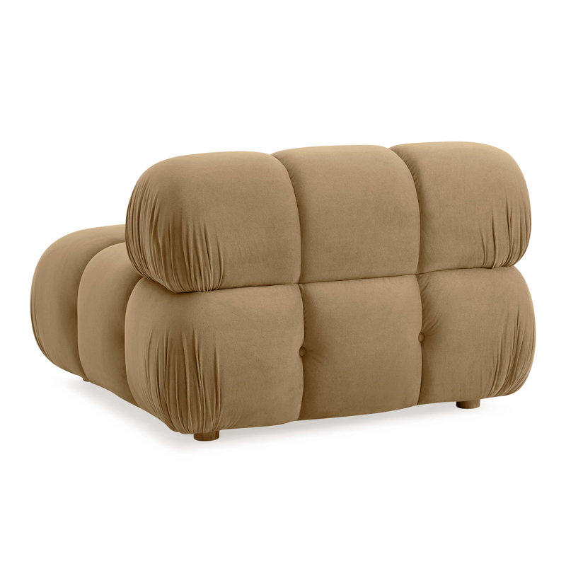 Brown Velvet Modular Tufted Armless Chair