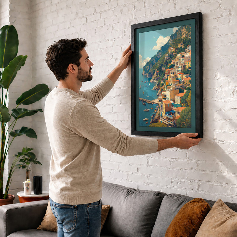 Village Cliffside Coastal - Print, Unframed, A4 - 29.7 x 21.0 cm