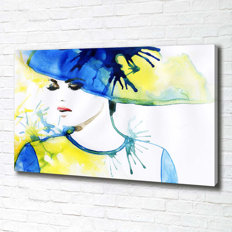 A Woman In A Hat - No Frame Print on Canvas