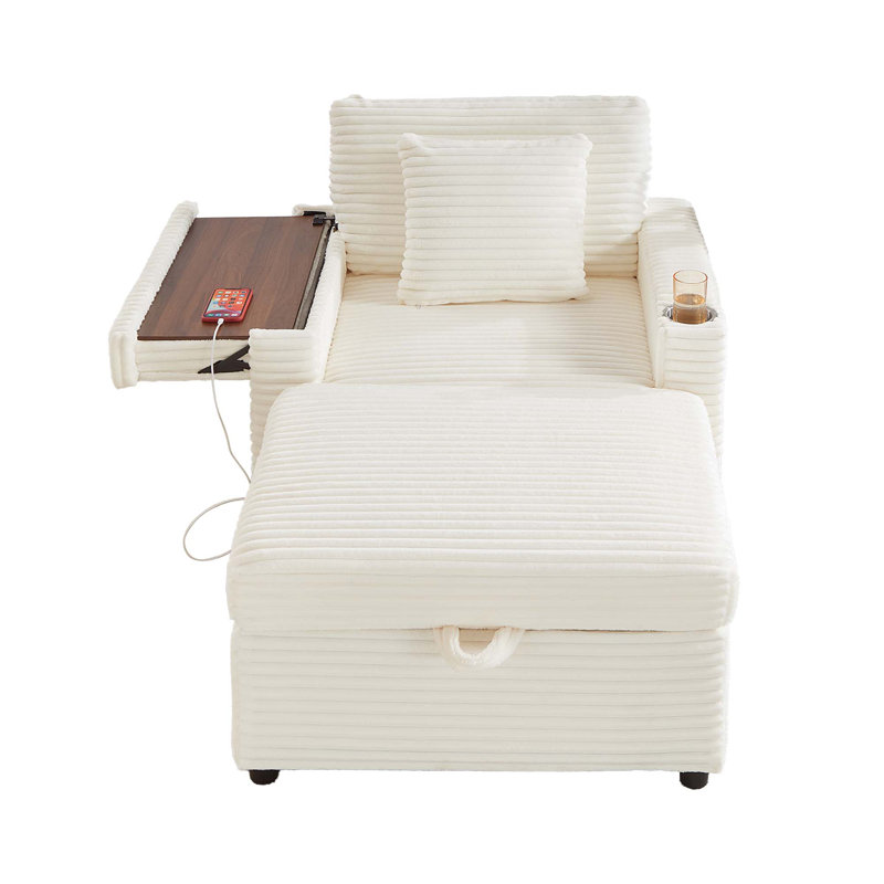 Fauteuil rembourré 34,5 po Corduroy, Blanc