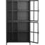 Armoire de rangement en métal avec portes en verre trempé, stable, pour la chambre à coucher, finition antique, tablettes spacieuses, salles à manger stables