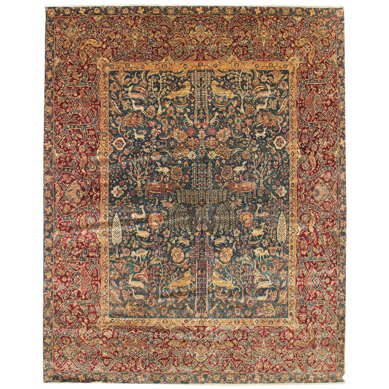 Elephant Agra One-of-a-Kind 11'11" x 14'9" New Age Area Rug in Red/Yellow/Teal