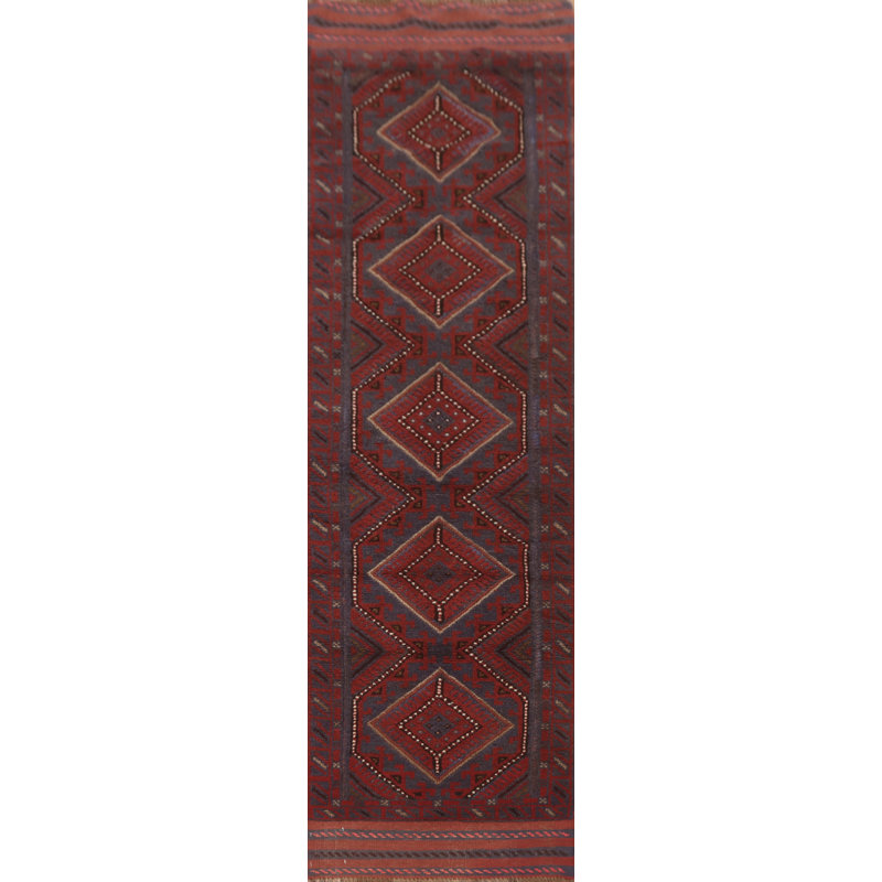 Tapis de couloir unique en laine 7 pi 10 po x 1 pi 10 po rouge