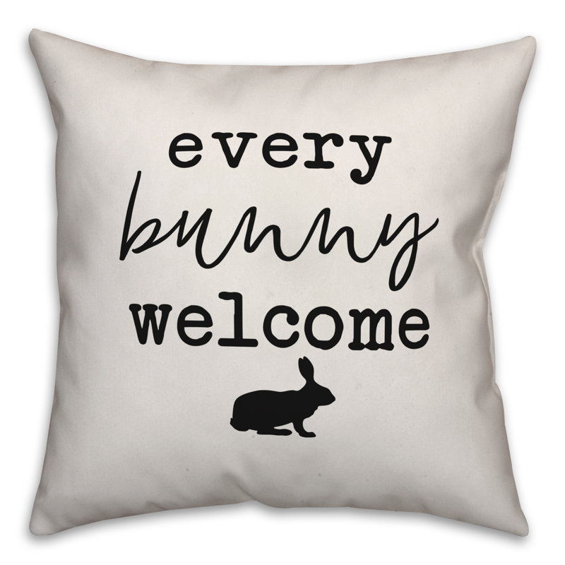  Coussin décoratif "Every Bunny Welcome Silhouette", 16 po x 1 po, Polyester / Bourre en polyester
