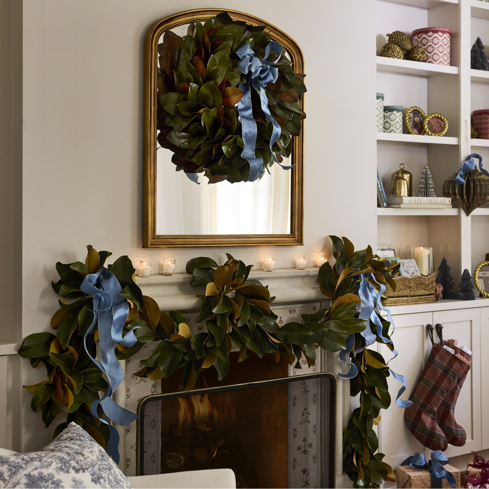 Barrigan Handcrafted Faux Magnolia Metal Wreath, 24" H x 24" W x 4" D