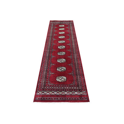 2'6" x 9'1" New Hand Knotted Red Wool Runner Oriental Rug - MOA10269202