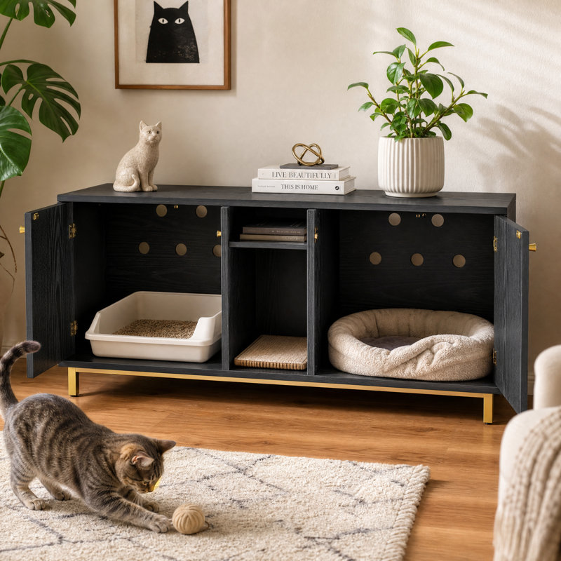 Enceinte de litière cachée pour chat avec bloc-notes pour chat