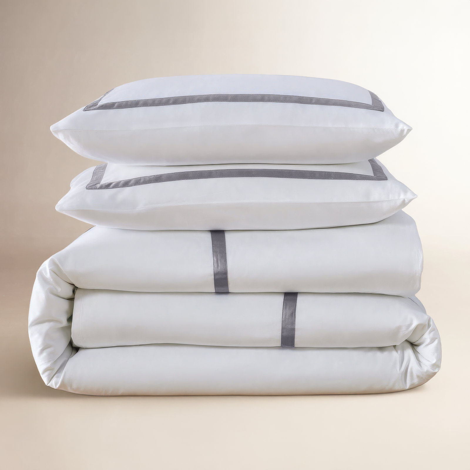 Danfield Cotton Duvet Cover Set, Charcoal Stripe, King / Cal King Duvet Cover + 2 Pillow Shams