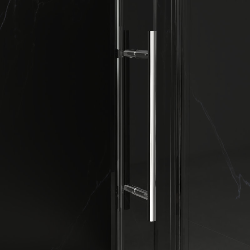 Porte de douche coulissante American Design 60 po de largeur, 76 po de hauteur, verre trempé de 10 mm, finition, revêtement double face, tampon pour salle de bain fini facile à nettoyer