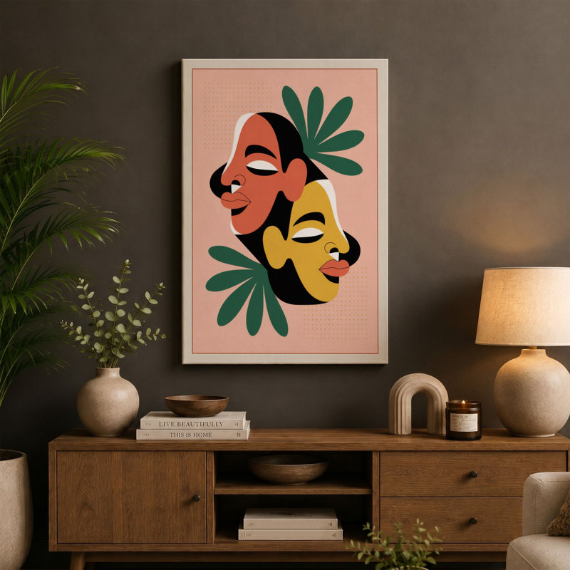 Duality in Harmony Modern - Wrapped Canvas, 36x24 - 91.4 x 61.0 cm, Terracotta Border