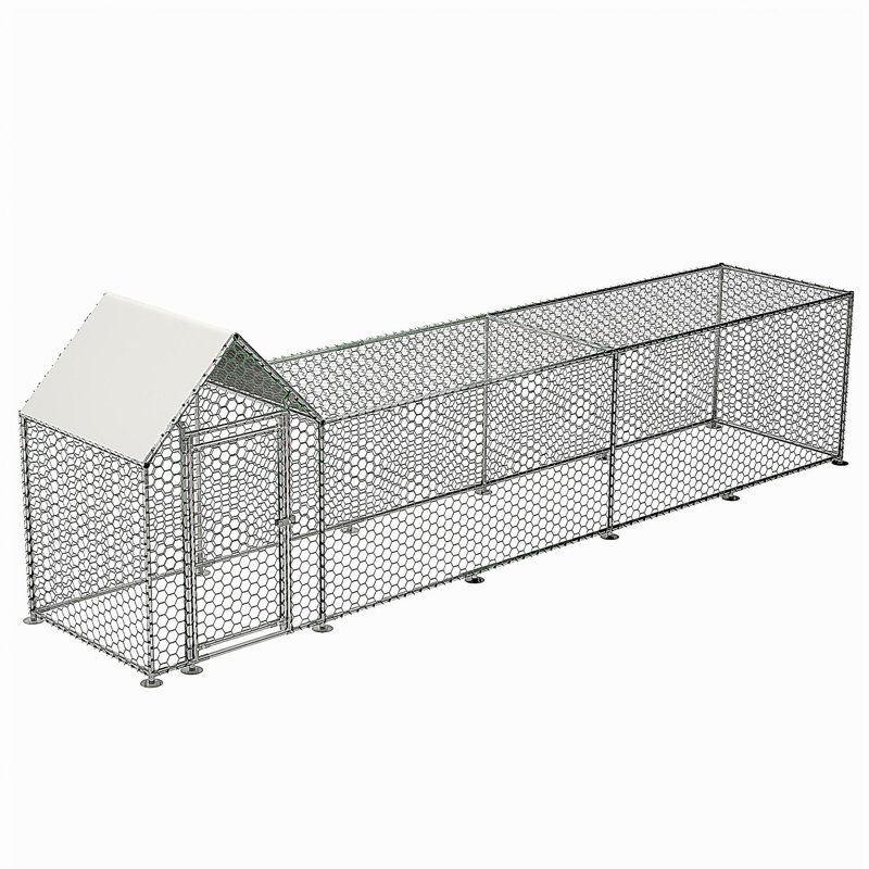 Cage à poulailler avec poulailler 16x3FT, H 59,6 po x l 196 po x P 42,2 po