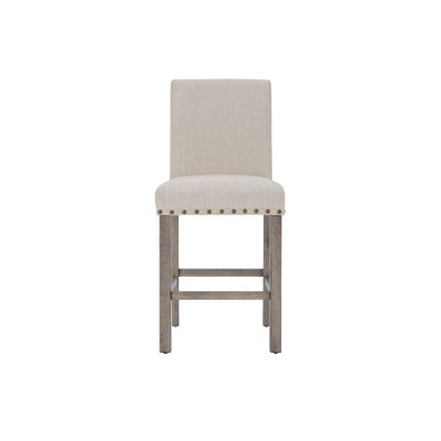 Fort Modern Farmhouse Counter Height Bar Stools, Set of 2 with Soft Cushioned Seats and Nailhead Detailing