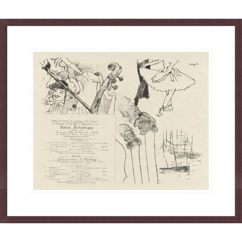 Programme pour la soirée artistique par Edgar Degas, H 17,75 po x l 21,01 po