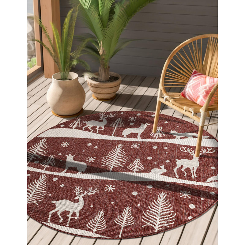 The Holiday Aisle Kareema Indoor/Outdoor Area Rug, Round 5'1"