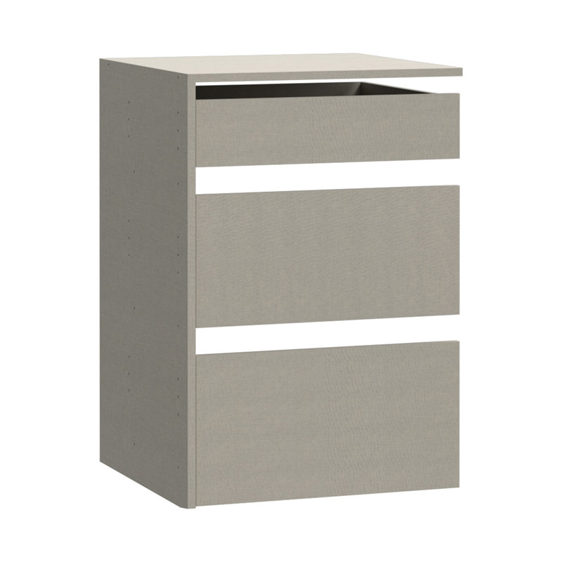 Add-On Chest of Drawers for Wardrobes, 3 Drawers, Engineered Wood, Gray, 53.5cm W x 78.2cm H x 52.7cm D