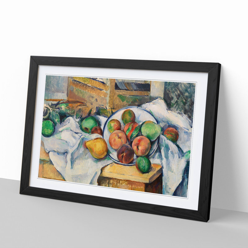 Still Life with Fruit Vol.1 by Paul Cezanne - Picture Frame Painting, Black, 48cm H x 65cm W x 2cm D
