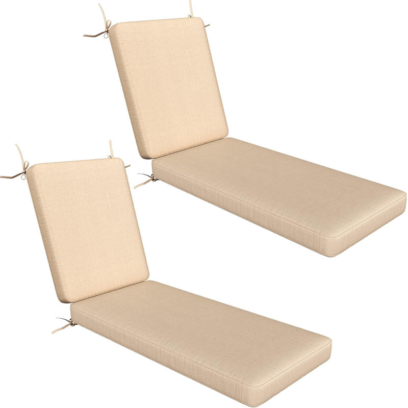 Chaise Lounge Cushions Outdoor Set Of 2, Beige