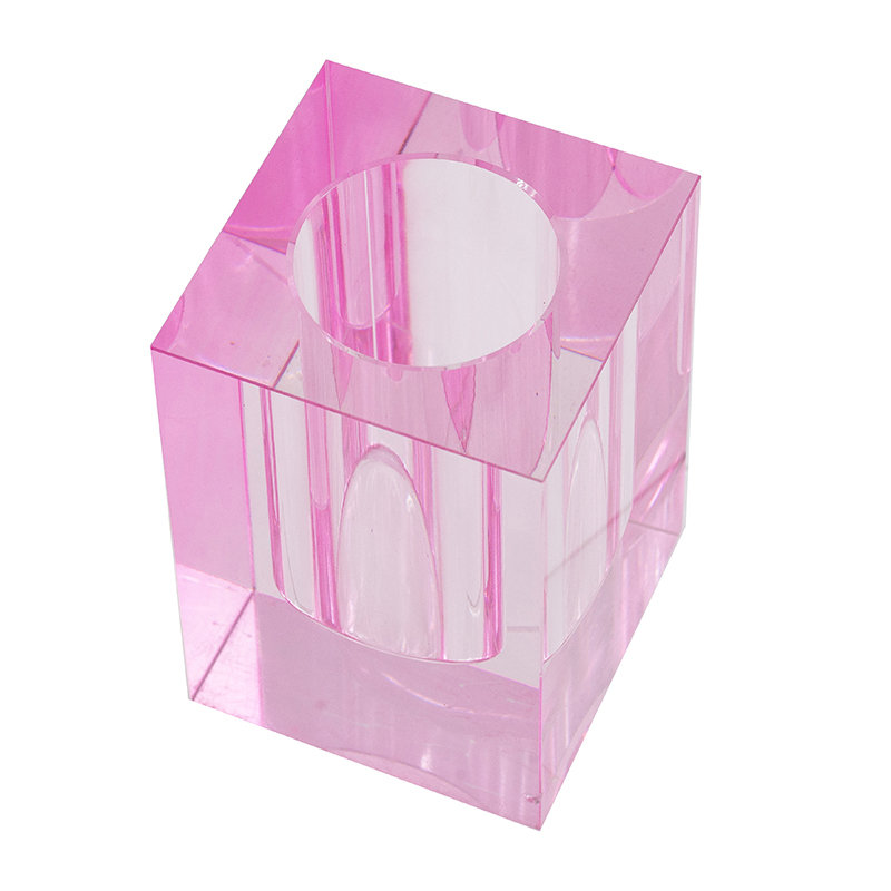 Vase de table en verre Huntingburg, Rose, H 5,9 po x l 3,9 po x P 3,9 po