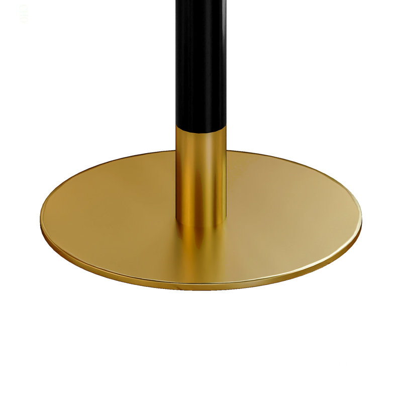 Table bistro de 31,5 pouces avec plateau en faux marbre Squard Modern, Noir et or