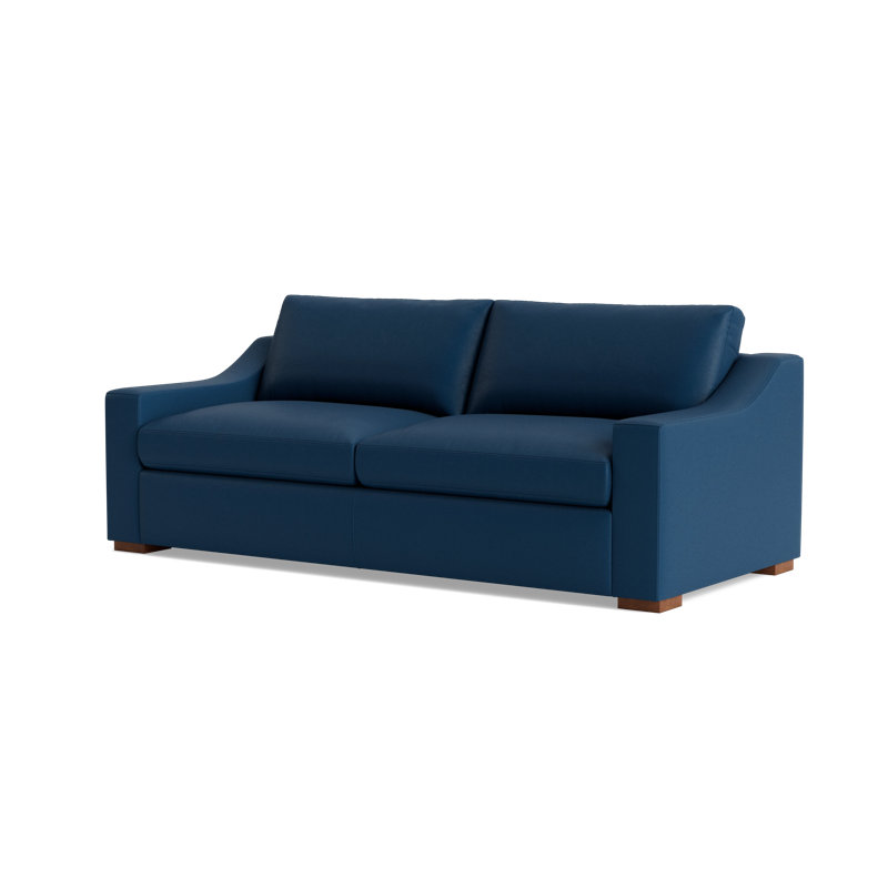 Lucca Sofa (85"), Bison Deep Blue Top Grain Leather