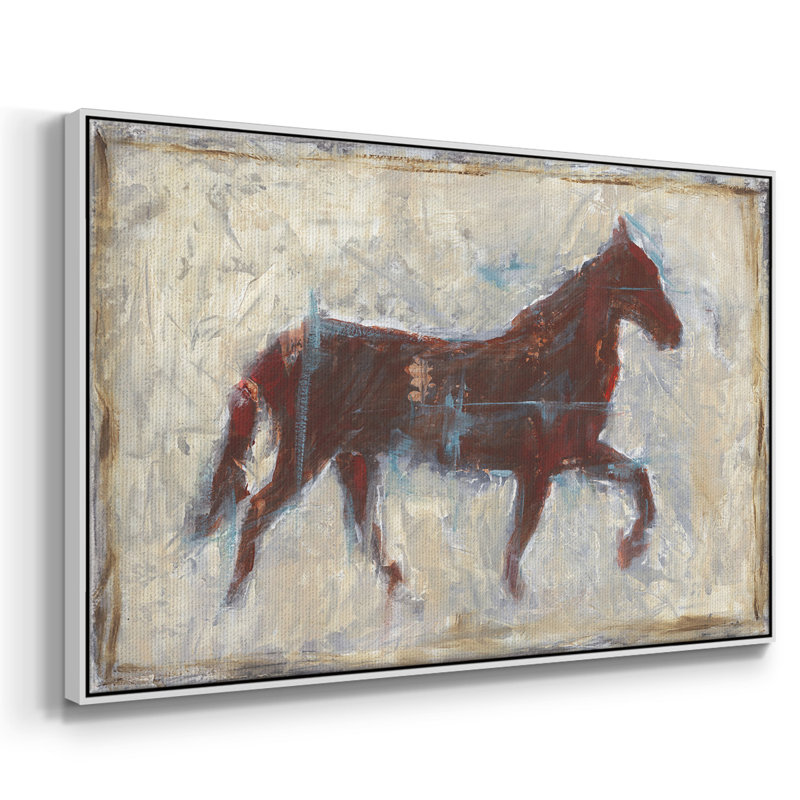 Iron Equine II - reproduction sur toile avec cadre flottant, H 27 po x l 41 po x P 2 po, Toile encadrée flottée blanche