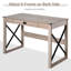 Bureau d'ordinateur de 44 pouces, bureau d'écriture rustique, poste de travail de ferme avec tiroir de rangement, structure en X