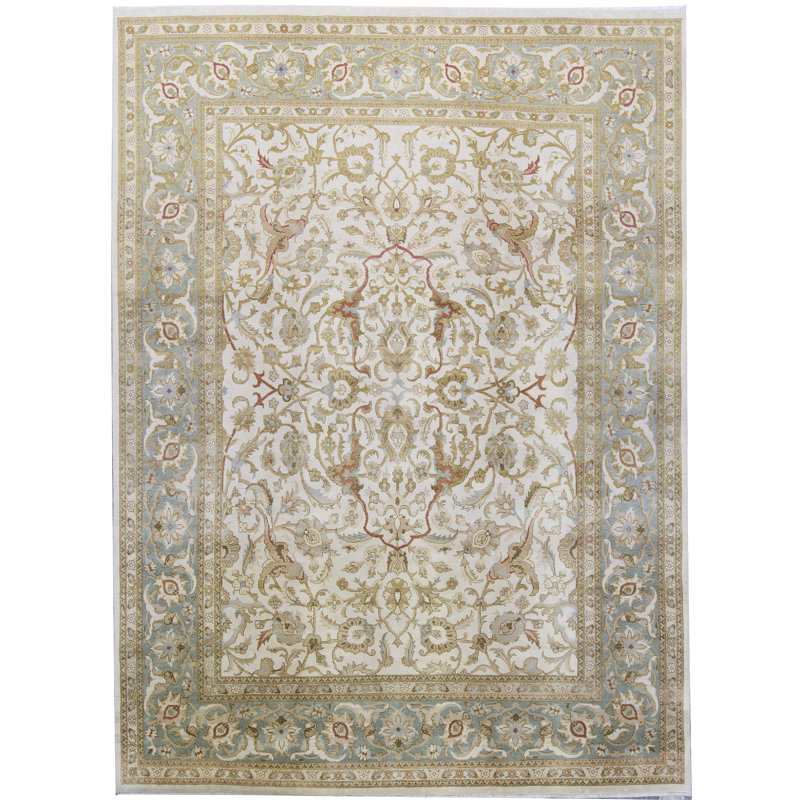 Tapis ivoire noué à la main de haute qualité