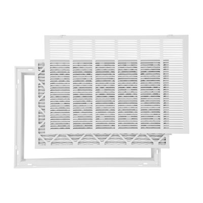 Return Air Filter Grille, Fits W30 X H20in Duct Opening Size, Filter Included, Return Air Vent Cover For Wall, Powder-Coated Steel Return Air Grill Detachable Face/Door For 1 Inch Filters