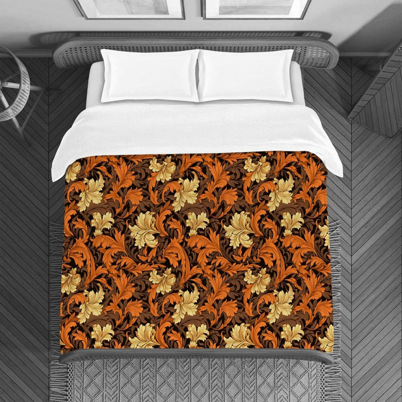 Machine Printed Duvet Cover, Twin Duvet Cover, Brown/Orange