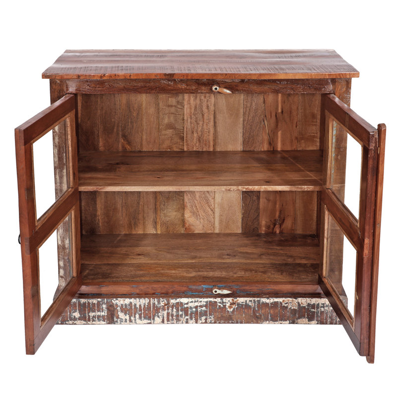 Armoire avec porte en verre antique