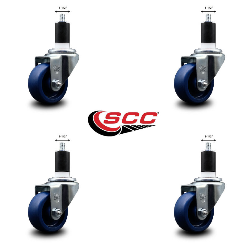Ensemble de roulettes extensibles en poly 3 po pivotant sur roulettes de 1-1 / 2 po SCC