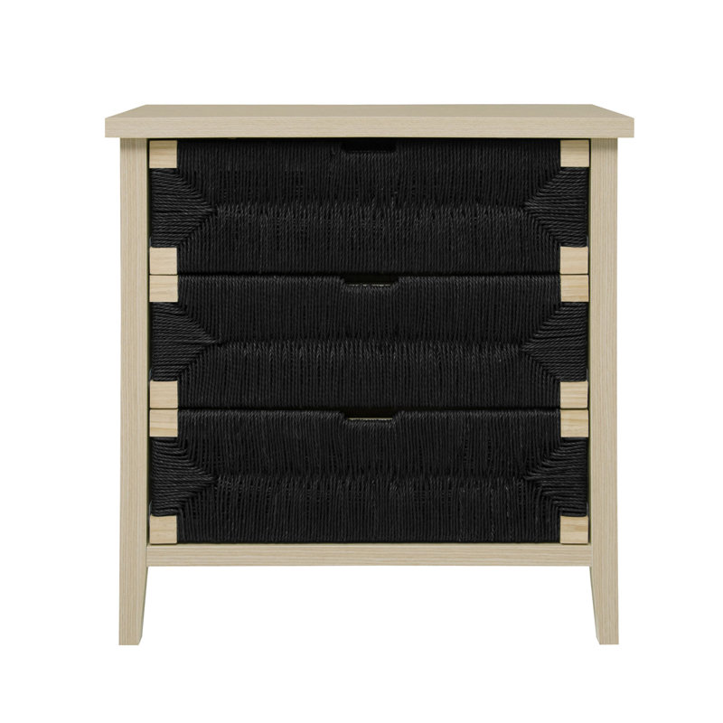 Buffet 3 tiroirs avec portes à décor naturel et tablettes réglables